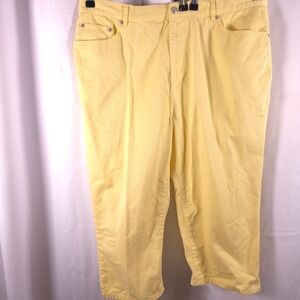 LR‎ Lauren Jeans Co Yellow Capri Jeans 16W 38x21 Cotton High Rise